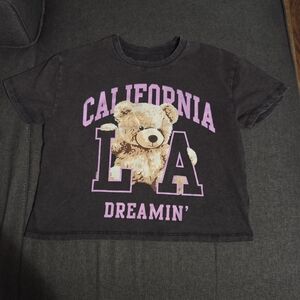 Black California LA Dreamin' Cropped T-Shirt